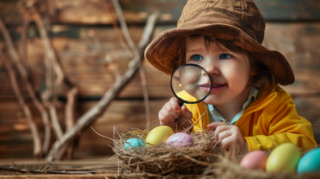 Kleiner Detektiv mit Osternest
